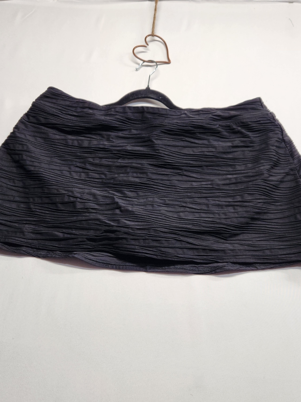⭐️Lands End Black Texture Swim Skirt Bikini Bottom Skort Built-In Panty Plus 20W